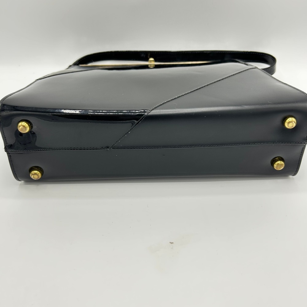 Vintage Life Stride Black Patent Leather Handbag Gold Hardware Purse - Picture 14 of 14